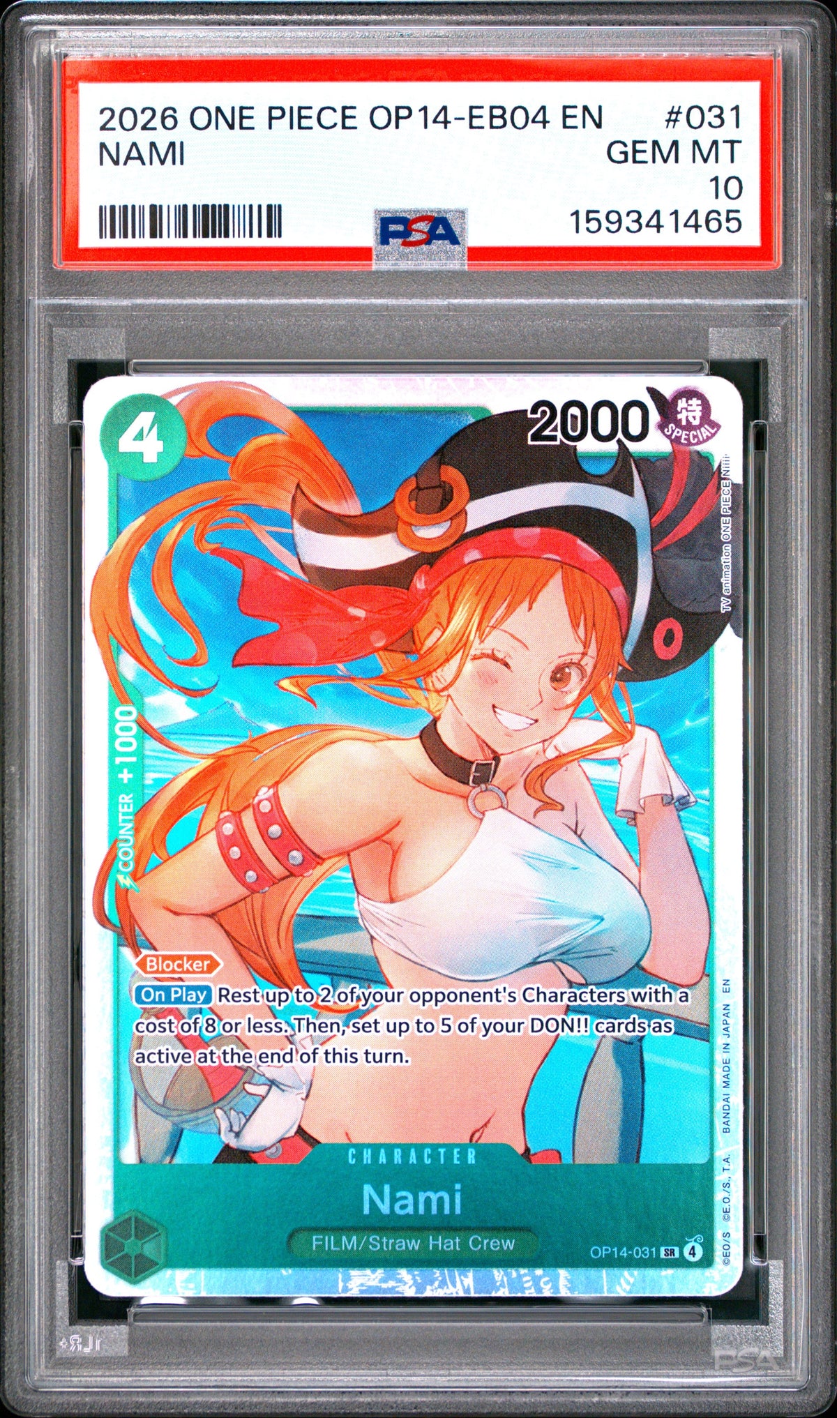 One Piece Op14 Eb04 The Azure Sea's Seven 031 Nami PSA 10 GEM MINT