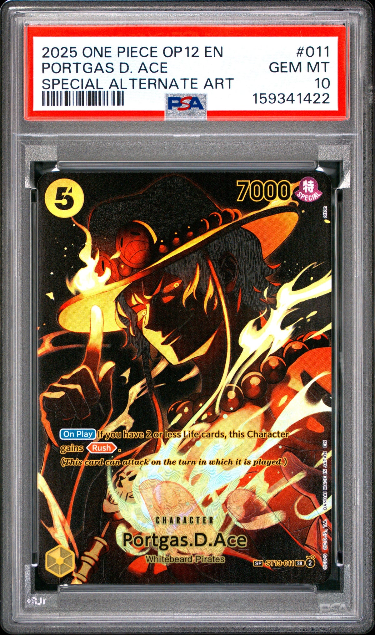 One Piece Op12 Legacy Of The Master 011 Portgas D. Ace Special Alternate Art PSA 10 GEM MINT