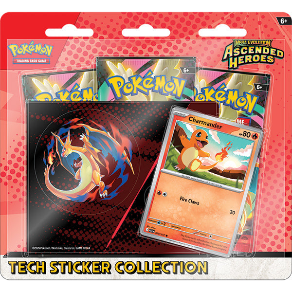 Pokemon TCG: Mega Evolution - Ascended Heroes Charmander and Mega Charizard Y Tech Sticker Collection Box