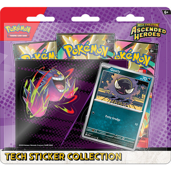 Pokemon TCG: Mega Evolution - Ascended Heroes Gastly and Mega Gengar Tech Sticker Collection Box
