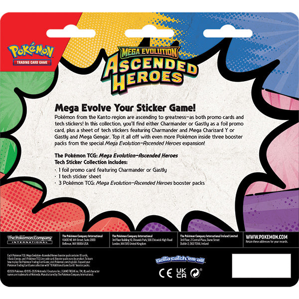 Pokemon TCG: Mega Evolution - Ascended Heroes Gastly and Mega Gengar Tech Sticker Collection Box