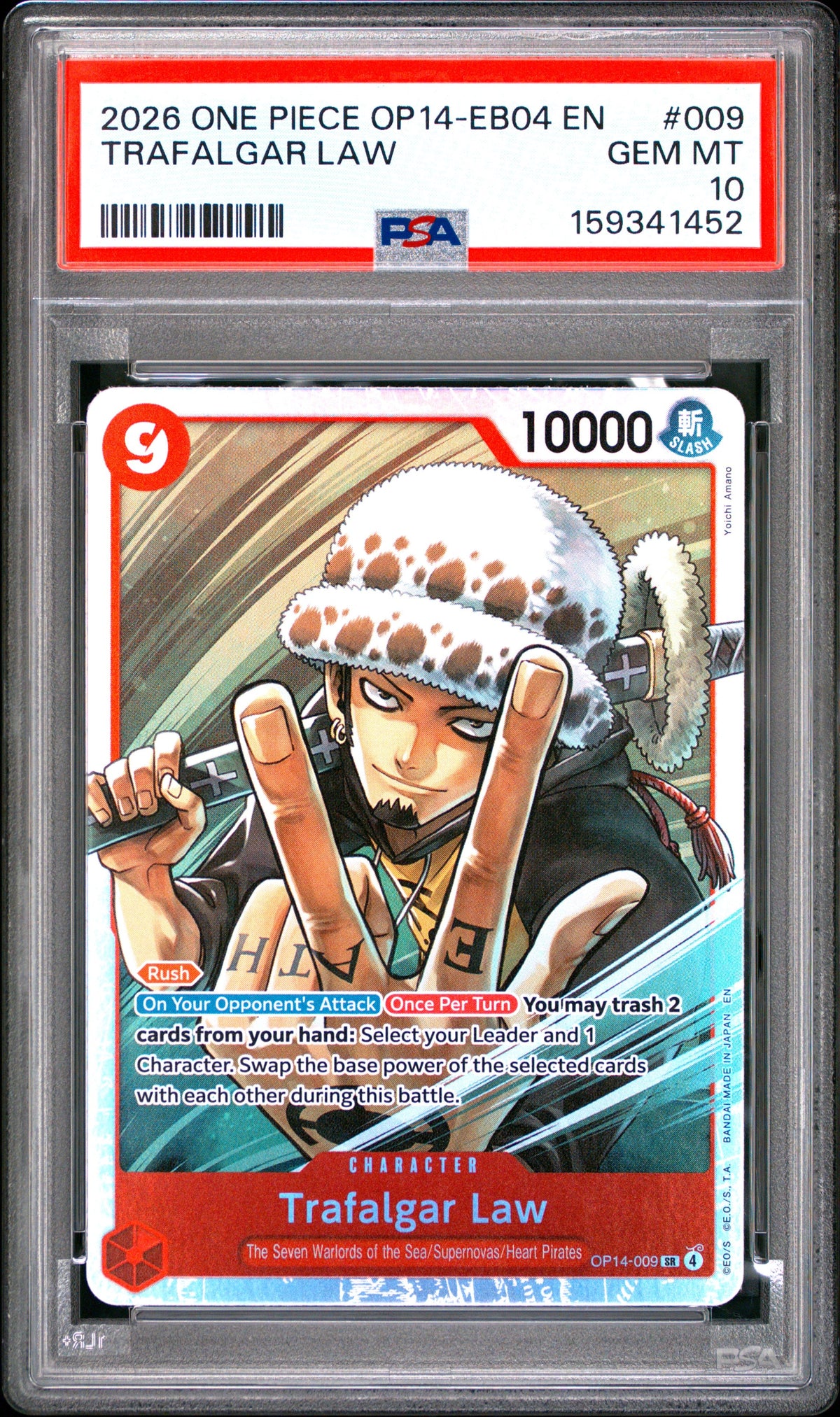 One Piece Op14 Eb04 The Azure Sea's Seven 009 Trafalgar Law PSA 10 GEM MINT