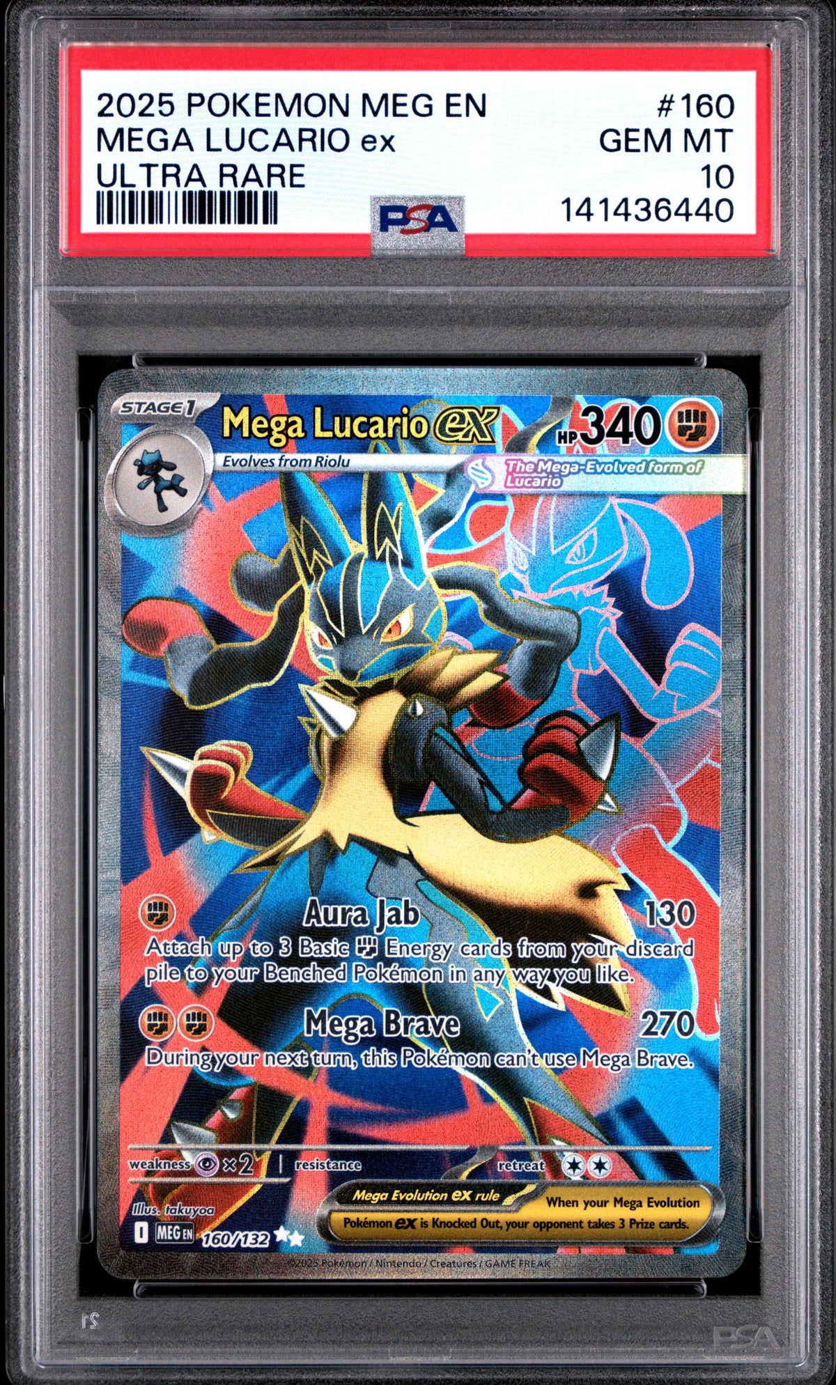 Pokemon Meg En Mega Evolution 160 Mega Lucario Ex Ultra Rare PSA 10 GEM MINT