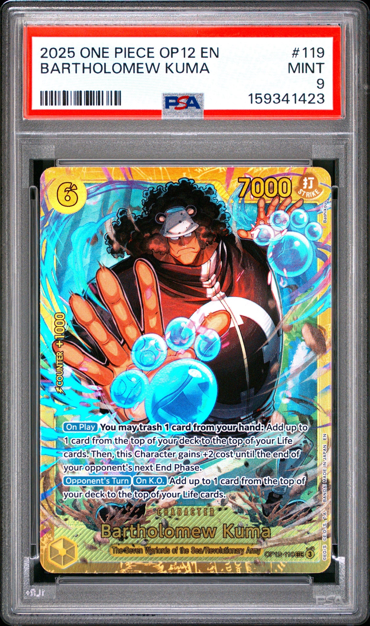 One Piece Op12 Legacy Of The Master 119 Bartholomew Kuma PSA 9 MINT