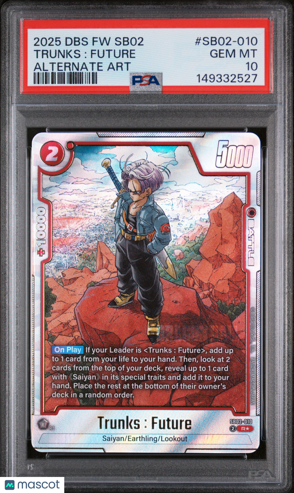 2025 DBS Fusion World Manga Booster 02 Trunks: Future Alternate Art PSA 10