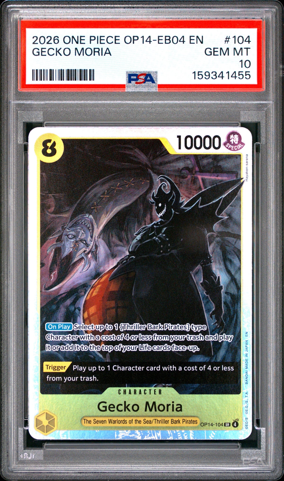 One Piece Op14 Eb04 The Azure Sea's Seven 104 Gecko Moria PSA 10 GEM MINT